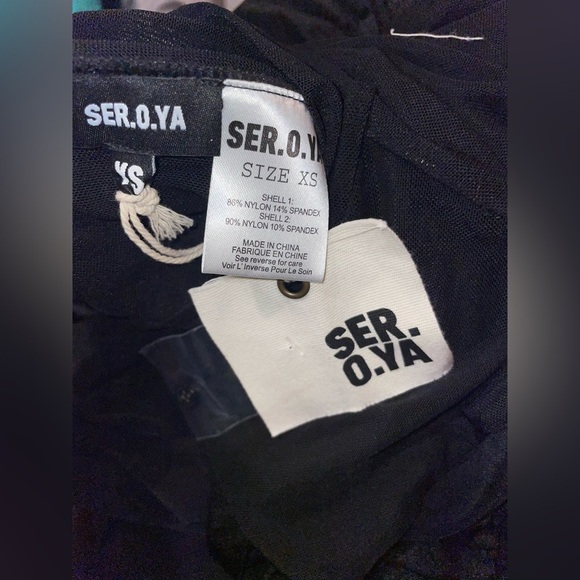 New! SER.O.YA Levina Sheer Ruched Midi Dress Mock Neck Long Sleeve 🖤 XS NWT! - Picture 13 of 14